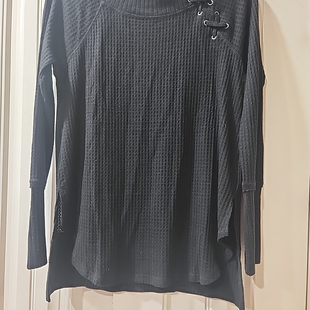 Maurices Black Waffle Knit Sweatshirt